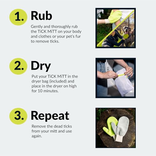 TiCK MiTT Green Tick Removal Glove: Gently Remove Ticks from Humans & Pets - Chemical-Free, Durable, Portable, Easy to Use Tick Management Tool for Outdoor Adventures & Everyday Use - color: Green