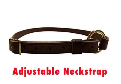 Tack Shack of Ocala Neck Straps with Custom Engraved Name Plate for Horse| Pony, Horse, Yearling, and Adjustable Light Brown Leather with Brass Plate Optional - size: Pony