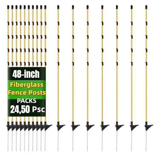 50Pcs 48in Fiberglass Step-in Electric Fence Posts