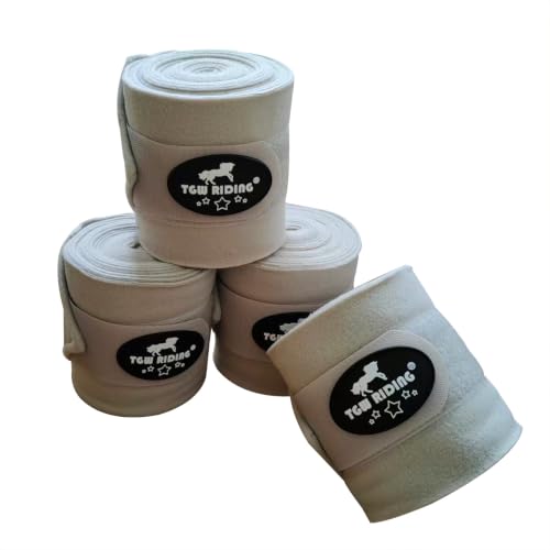 Polo Leg Wraps, Equine Fleece Polo Wraps (Set of 4) - Horse Leg Bandages (Beige) - color: Beige