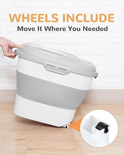 30-35 Lbs Dog Food Storage Container Collapsible Dog Food Container - color: Light Grey