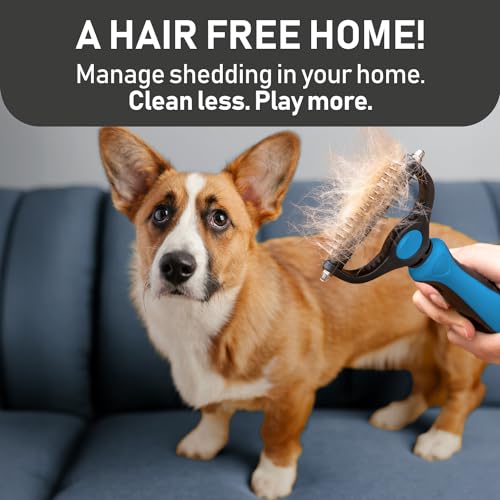 Maxpower Planet Pet Grooming Brush and 2X Grooming Gloves Combo - Double Sided Dematting, Deshedding Undercoat Rake for Dogs and Cats - Reduce Shedding Easily - Blue - color: A1 - Rake & Glove (Best Value), size: Large
