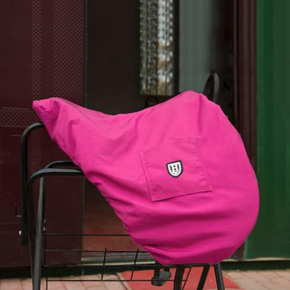 Harrison Howard Premium English Saddle Cover, Waterproof & Breathable Fleece-Lined Protective Saddle Cover - color: Magenta, size: Dressage-One Size