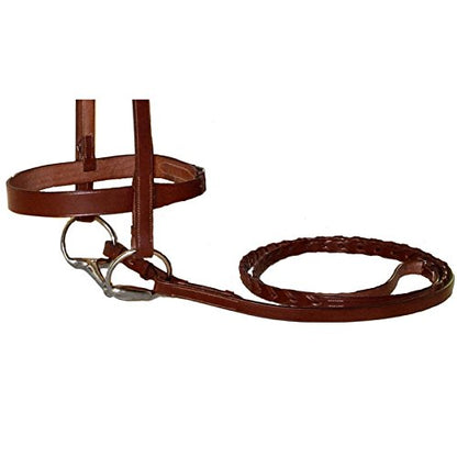Classic Flat Leather English Hunt Bridle with 3/4" Wide Laced Reins, Stainless Steel Hardware, Heavy Duty. - color: Havana