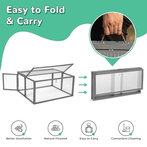 COZIWOW Chicken Coop Run Rabbit Hutch Portable Chicken Cage Pens, Gray - color: Grey