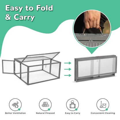 COZIWOW Chicken Coop Run Rabbit Hutch Portable Chicken Cage Pens, Gray - color: Grey