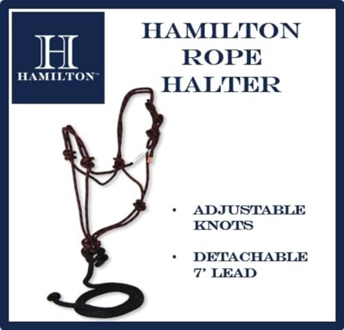 Hamilton Quality Rope Horse Halter & Lead, 800-1100 lbs, Black - color: Black