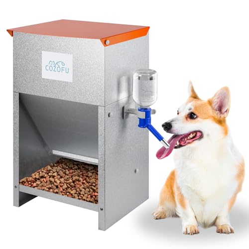 Automatic Gravity Fed Dog Feeder Bowls Pet Food Dispenser 25lbs - color: Deep Orange(Kettle)