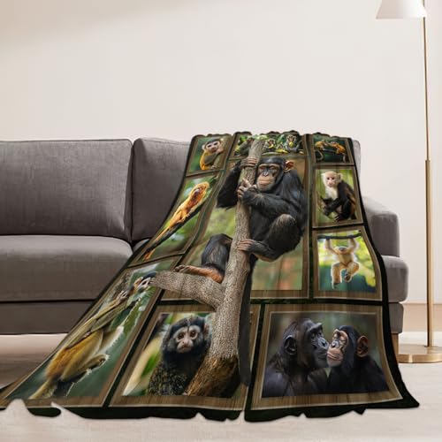Monkey Blanket Chimpanzee Animal Throw Blankets 50"x40" - color: Monkey, size: 50"x40"