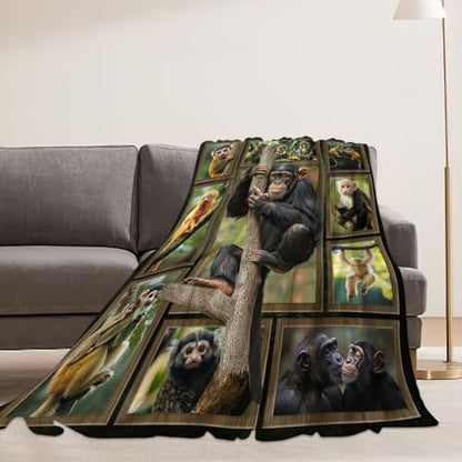 Monkey Blanket Chimpanzee Animal Throw Blankets 50"x40" - color: Monkey, size: 50"x40"