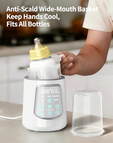 12 in 1 Fast Baby Bottle Warmer Constant Temp Milk Warmer Fits All Bottles | Even Heating No Hot Spots, Night Mode, Sterili-zing for Breastmilk & Formula Gray - color: Fast-Grey