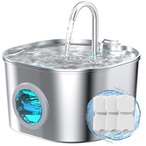 Cat Water Fountain Stainless Steel: Pet Fountains for Cats/Dog Indoor 74oz