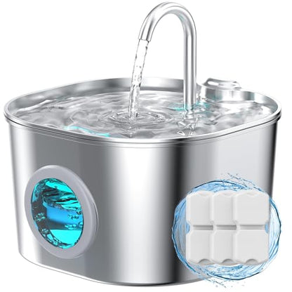 Cat Water Fountain Stainless Steel: Pet Fountains for Cats/Dog Indoor 74oz