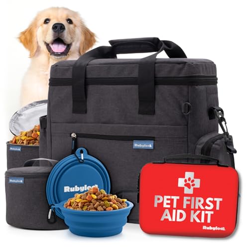 Rubyloo Pet Travel Bundle – Original Doggy Bag (Charcoal) + Vet-Approved Pet First Aid Kit for Dogs & Cats