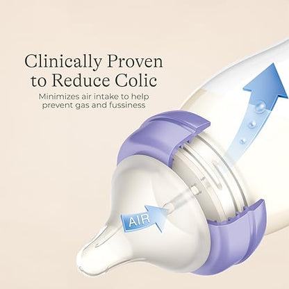 Lansinoh Anti-Colic Baby Bottles, 8 Ounces, 4 Count - style: 8 Ounce, M Flow, 4 Count