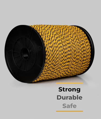 TRAE Electric Fence Polywire 3366 Feet (1026 Meters) | 6 Stainless Steel Strands for High Conductivity & Rust Resistance | 3mm UV-Resistant Poly Wire for Farms, Gardens, Horses & Pets