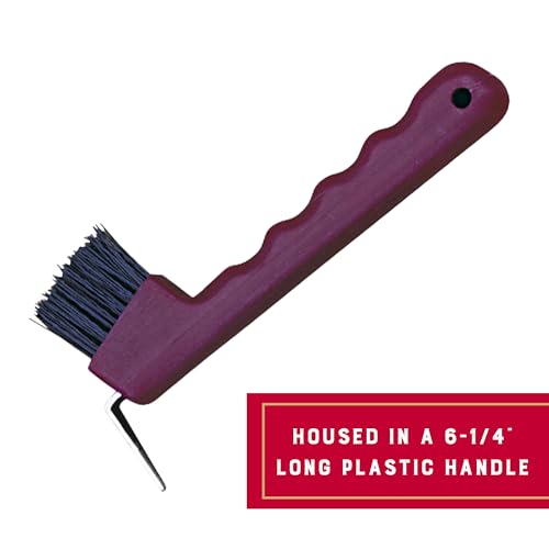 Weaver Equine Hoof Pick with Brush, Durable Compact Horseshoe Picks with Plastic Handle, Equine Supplies for Horse Shows, Events, and More