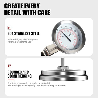 Darkroom Dial Thermometer Stainless Steel with Wall Clip Battery-Free Film Processing Equipment (Metal)