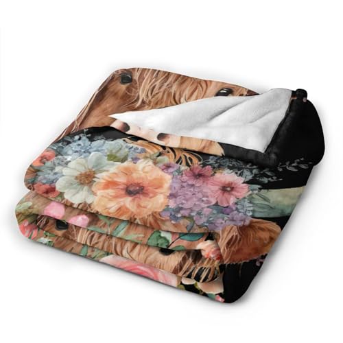Highland Cow Blanket Cute Cow Plush Throw Blanket Super Soft Cozy Warm Fleece Highland Cattle Bedding Blanket Gifts for Kids Girls Boys Women 40"X50" - color: Highland Cow, size: 40"x50"