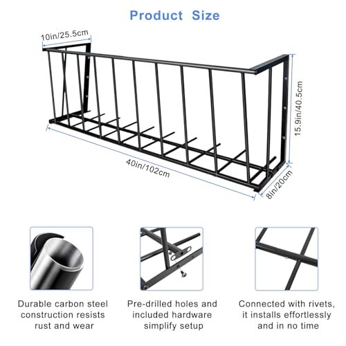 Wall Mount Hay Feeder for Goats, 40-Inch Long Metal Hay Rack for Horses - size: 40in Long