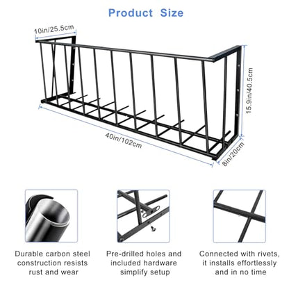 Wall Mount Hay Feeder for Goats, 40-Inch Long Metal Hay Rack for Horses - size: 40in Long