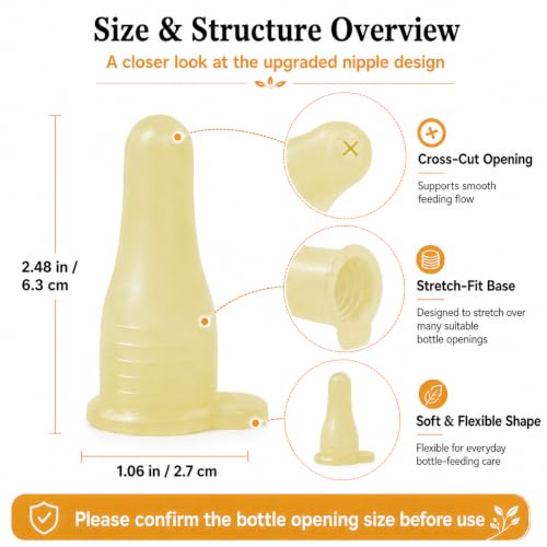 6-Pack Thicker Silicone Bottle-Feeding Nipples for Newborn Livestock