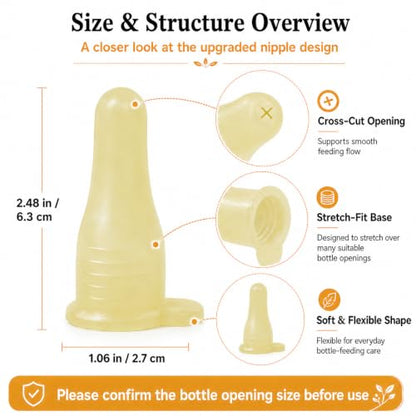 6-Pack Thicker Silicone Bottle-Feeding Nipples for Newborn Livestock