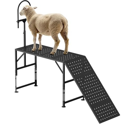 Goat Milking Stand with a Ramp, Metal Livestock Stand 45“ x 20" - size: 45" x 20" with Ramp