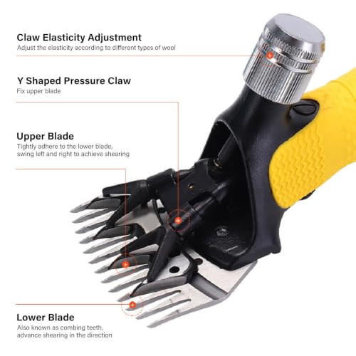 Marhynchus Electric Sheep Shears, 3000RPM High Speed Carbon Steel Electric Wool Clipper for Sheep Goats Alpacas Llamas, with Anti Slip Handle (US Plug 110V)