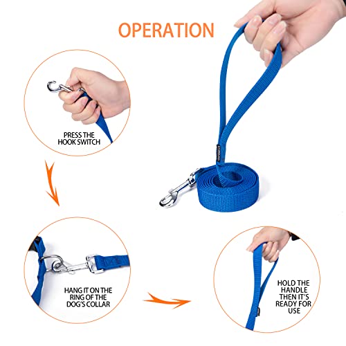 Strong Durable Nylon Dog Training Leash, 1 Inch Wide Traction Rope, 6 ft 10ft 15ft Long, for Small and Medium Dog (Blue, 6 Feet) - color: Blue, size: 6 Feet