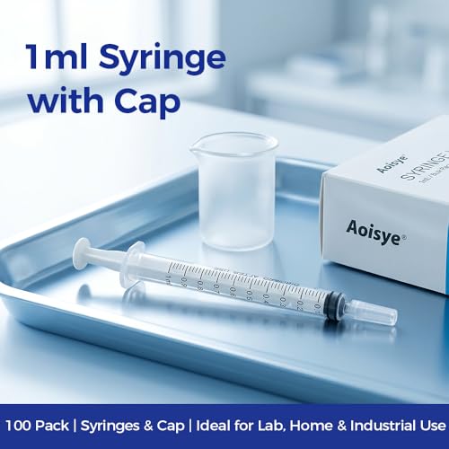 100 Pack 1ml Syringes with Cap, Oral Syringe No Needle for Colostrum & Pets