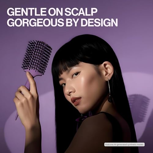COCCO Aura Vent Boar Brush, Dual-Curved Design for Faster Drying - color: Purple