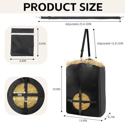 3 Pcs Hay Bags for Goats, Release Buckle for Goats Slow Feeder Hay Bags