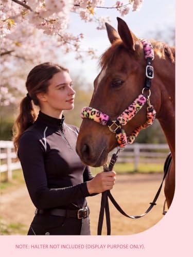 Harrison Howard Fleece Halter Covers for Horses, Set of 9, Prevent Hair Loss Pressure Marks, Padded Horse Halter Fleece Set Iridescent Leopard - color: Iridescent Leopard