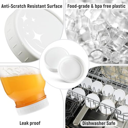 AOZITA 10 Pack REGULAR Mouth Mason Jar Lids for Ball, Kerr and More - White Plastic Storage Caps for Mason/Canning Jars - Leak-Proof, Dishwasher Safe & Food Grade - size: 10 Regular Mouth
