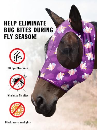 Mask Tech 5 Pieces Horse Fly Masks with Ears, Stretchy Elastic Mesh Fly Masks, 3D Eye Clearance, UV Protection-Large,Combo 21 - color: Combo 21, size: Large