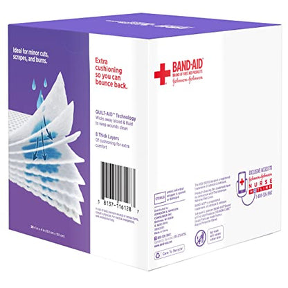 BAND-AID Brand Cushion-Care Gauze Pads, Large Size, 4 in x 4 in, 25 Count - size: 4x4 Inch (Pack of 25)