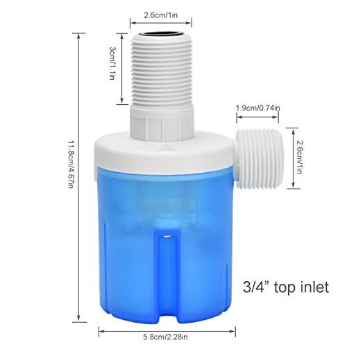 Float Valve 3/4" Top Automatic Water Level Control Valve for Water Tank - size: 3/4" top