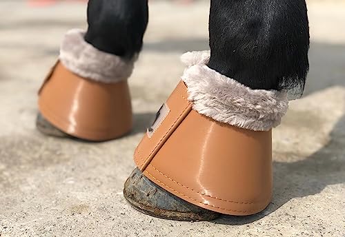 Horse Bell Boots Dressage Horse Boots XL L M S - color: Cognac Color, style: Bell Boots with Faux