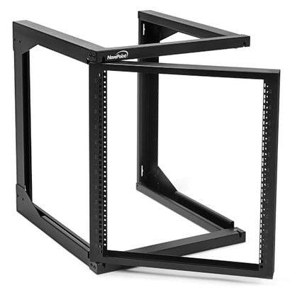 NavePoint 12U Wall Mount Server Rack - Swing Gate Open Frame for 19-Inch IT Equipment - Network Rack for AV & Server Equipment, 24" Deep, Black - size: 12U - 24in Deep