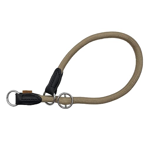 Braided Round Martingale Dog Collar, Training Collar with Slidable Stop Ring - Ideal for Medium/Large Dogs (M+(1/2") - 18" Long, Khaki) - color: Khaki, size: M+(1/2") - 18" Long