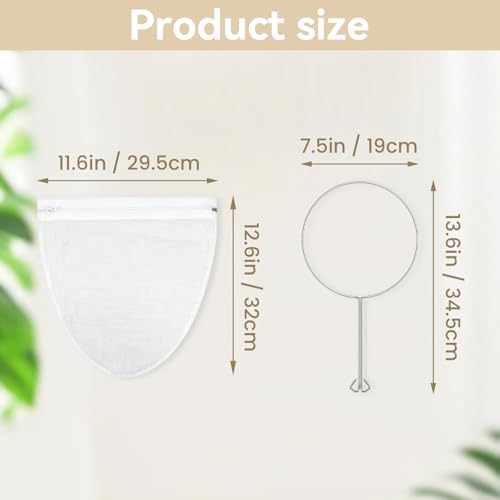 Medium Ultra Fine Mesh Strainer Bags, Reusable with Stainless Steel Handle - color: Medium