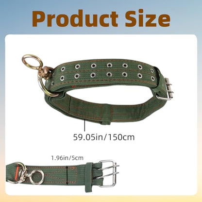 1 Pack 59 Inch Adjustable 4-Layer Nylon Thickened Cow Collar with 2-Rows Metal Buckle and Traction Chain for Dogs, Cow, Sheep, Horse, Goat, Camel