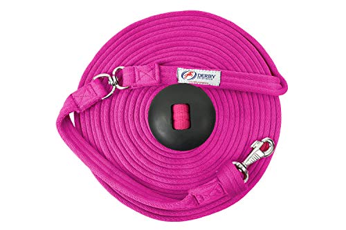 Premium Horse Training Super Soft Grip Swivel Lunge Line with Rubber Stopper with 6 Month Warranty and Replaceable Snap - color: Hot Pink, size: 24'