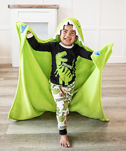 Lazy One Wearable Hooded Blanket for Kids, Animal Hooded Blanket (Dinosaur) - color: Dino-snore Hooded Blanket