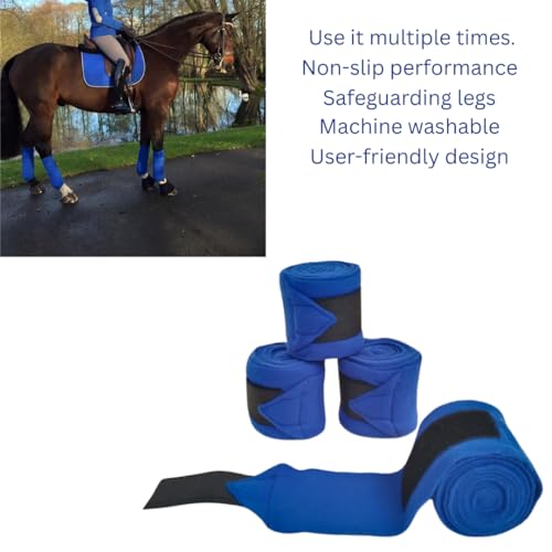Horse Leg Bandage/Horse Leg wrap (Set of 4) Red, Blue, Navy Blue, and Black (Blue) - color: BLUE