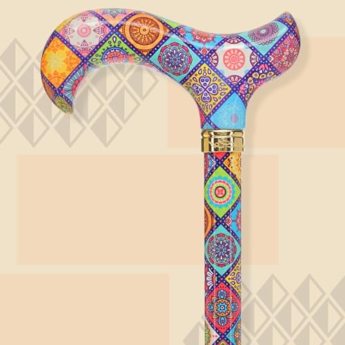 Royal RC Canes Walking Sticks for Men and Women - Stylish Designer Fashionable Adjustable Derby Canes - Lightweight Aluminum Cool Walking Sticks with HD Patterns - color: Colorful Collage