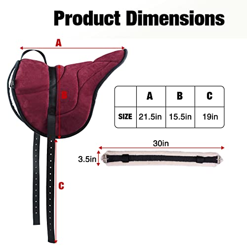 Harrison Howard Equestrian Saddle Pad Horse Riding Pad Bareback Pad with Girth - color: Burgundy
