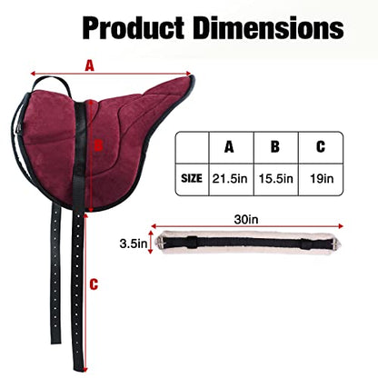 Harrison Howard Equestrian Saddle Pad Horse Riding Pad Bareback Pad with Girth - color: Burgundy