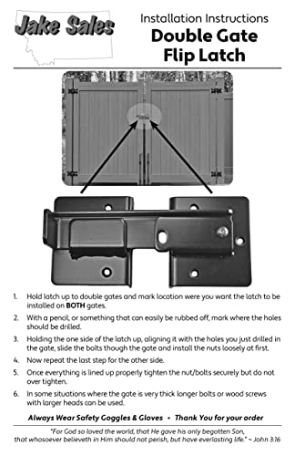 Jake Sales Double Gate Flip Sentry Gate Latch-Flip Latch, Latches Two Gates Together & can be Padlocked for Added Security-Heavy Duty Double Gate Latch is Powder Coated Black & has Bolt Gate Hardware - size: FLIP / DUMPSTER, style: EACH